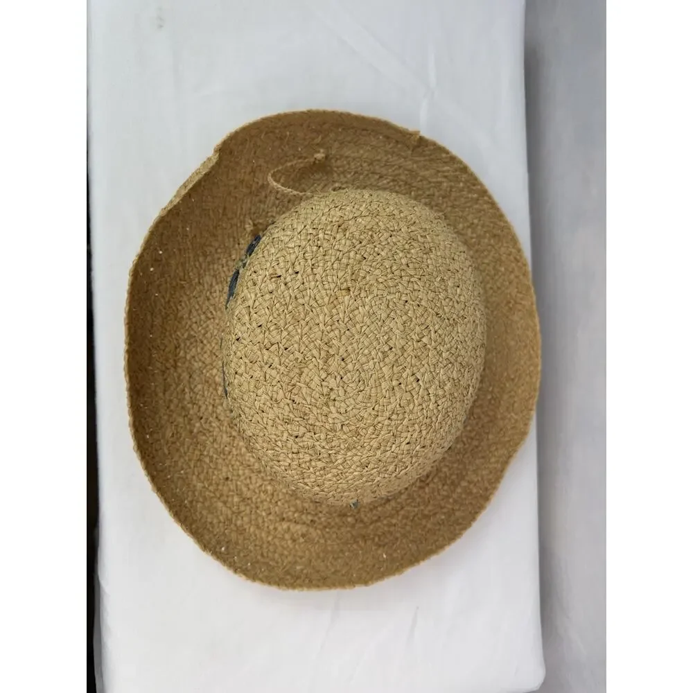 Vintage Natural Straw Sun Hat Wide Brim Floral Raffia Beach Boho Cottagecore - Picture 8 of 9